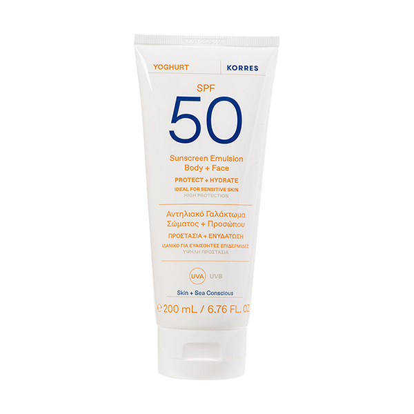 Korres Yoghurt Emulzija za zaštitu od sunca za lice i telo SPF 50, 200ml